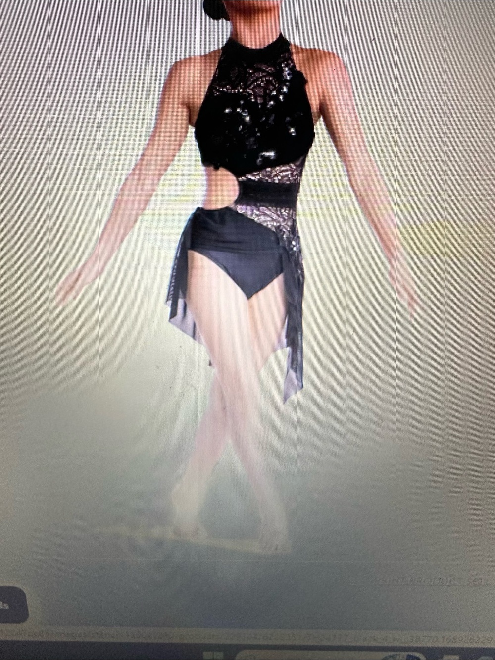 Adult medium black dance costume dress with appliqué headpiece Tenth House